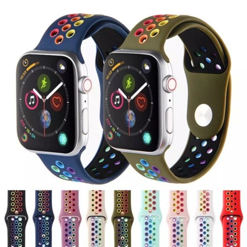 Silicone Replacement Watch Strap for Apple Watch - Picture 1 of 17